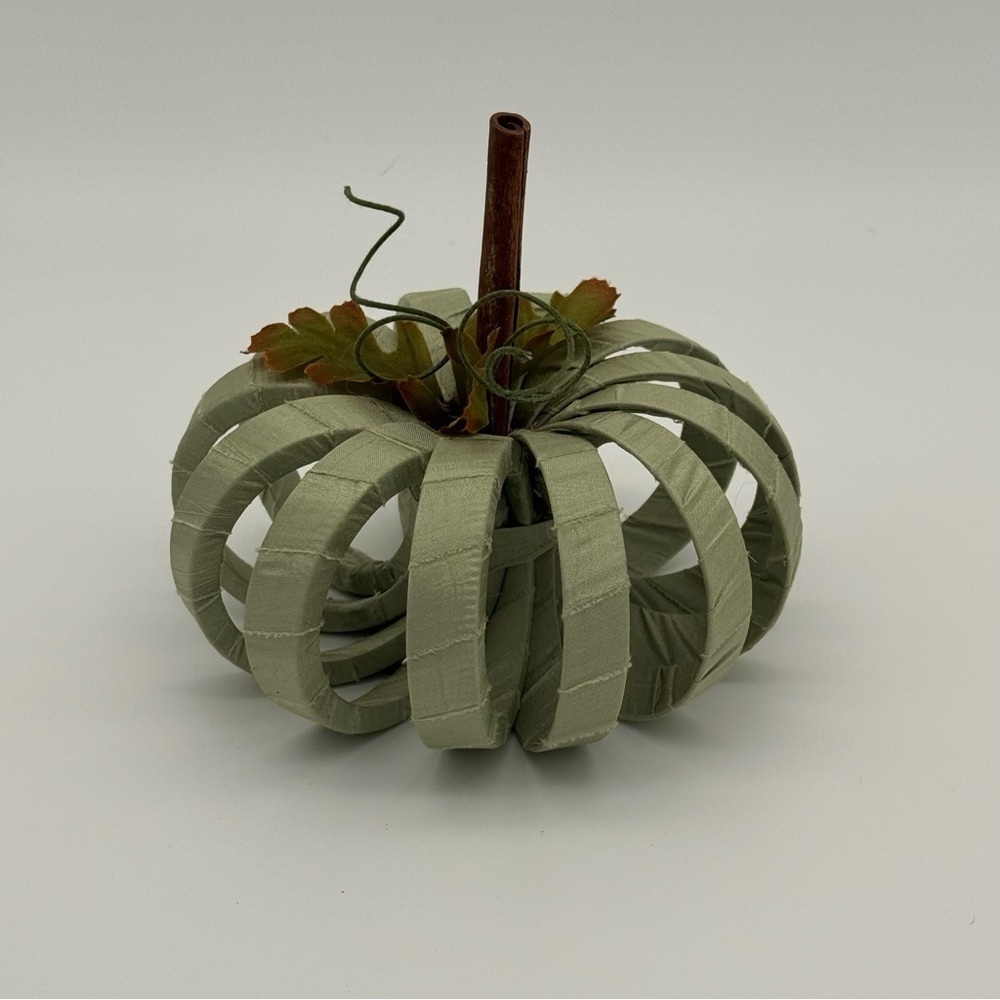 Rustic Satin Wrapped Pumpkin Decor Fall Decorations Autumn Halloween Green New - Picture 2 of 8